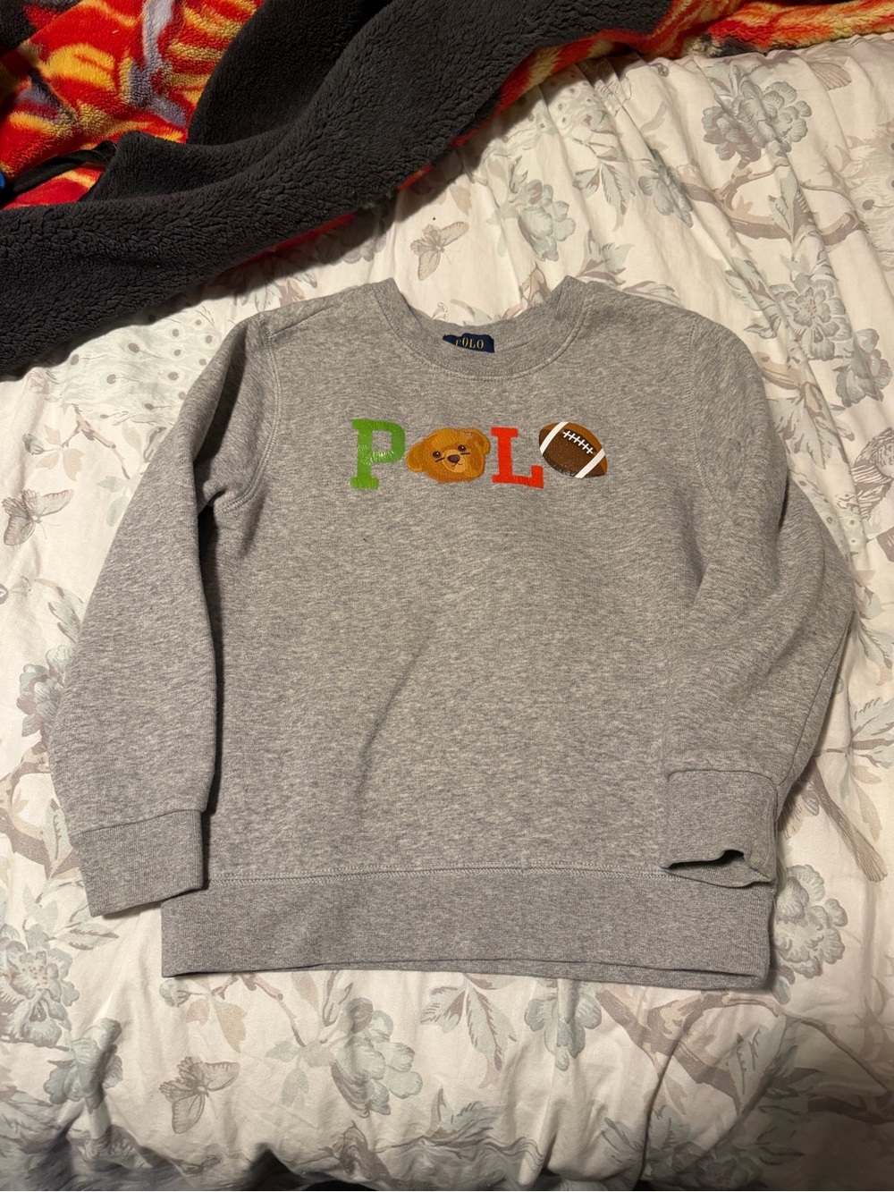 Polo by Ralph Lauren Gray Crewneck Sweatshirt with Polo Bear and Football